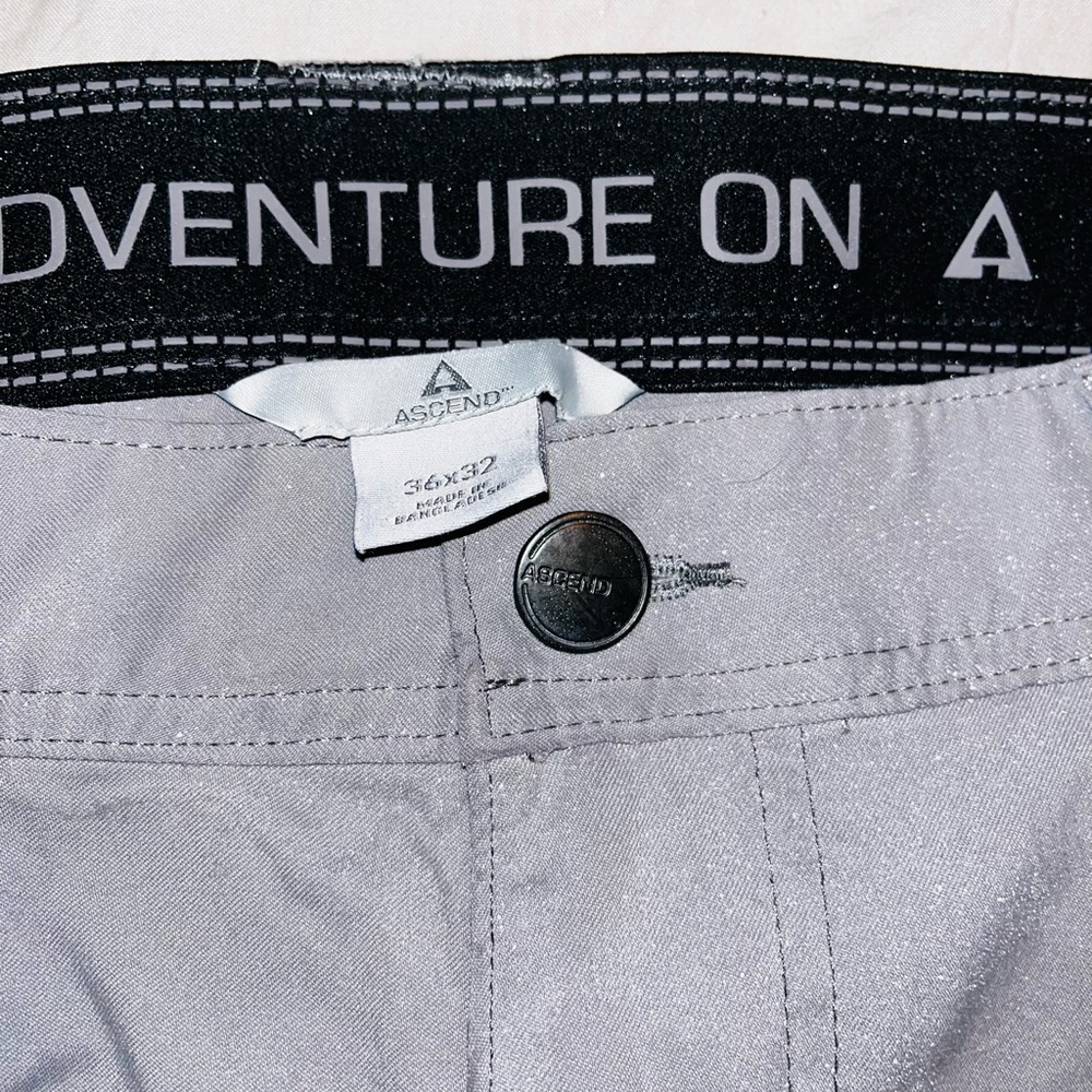 Ascend Gray Utility Pocket Pants water/wind proof light weight 36x30 straight